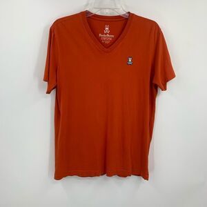PHYCHO BUNNY womens 4 orange V neck short sleeve tee